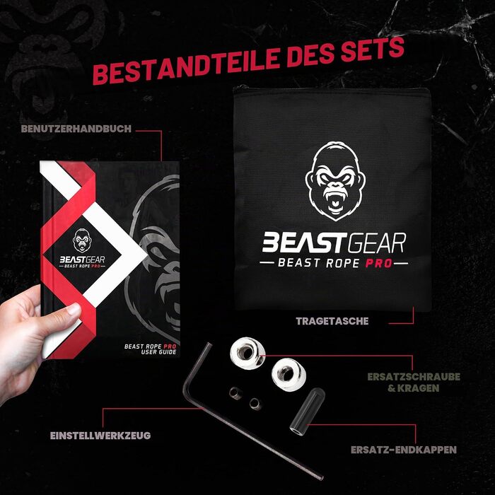 Професійний стрибковий канат Beast Gear 'Profi' для дорослих — Фітнес-скакалка для боксу, MMA, кардіо та схуднення (Indoor/Outdoor)