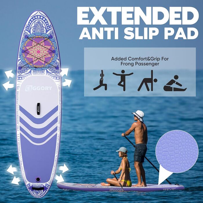 SUP-дошка надувна Totem Violett, широка, з фіном та ручним насосом для плавання