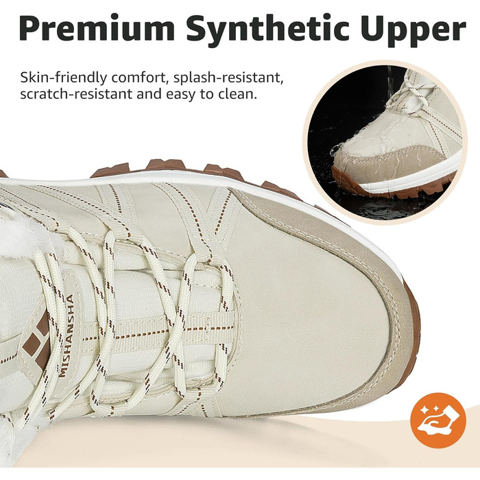 Зимові черевики Mishansha для жінок, утеплені, водонепроникні, для піших прогулянок, розмір 36-42, бежевий, білий, 41 EU