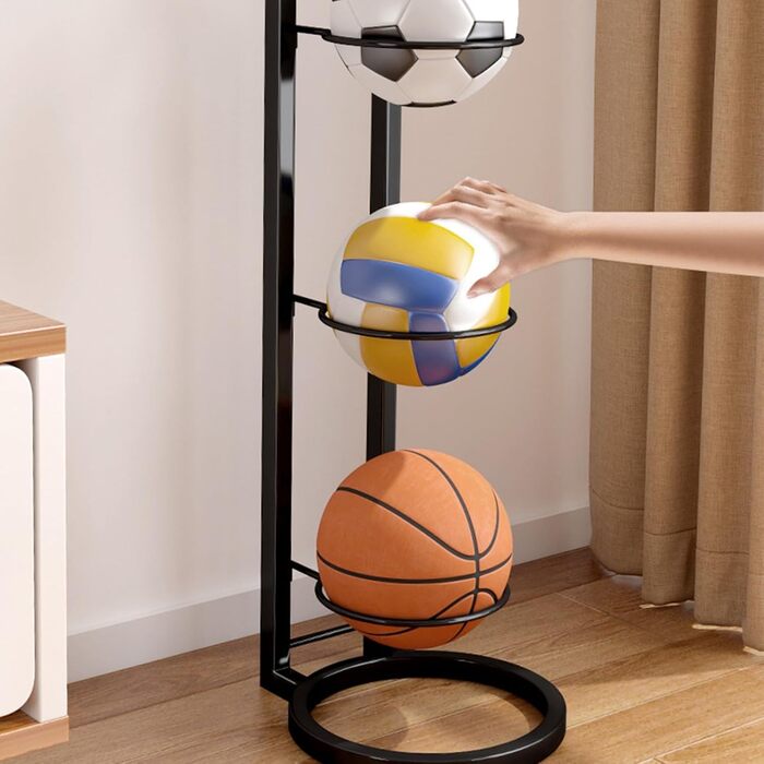 Стійка для зберігання м'ячів: баскетбол, футбол, волейбол. Металева, багаторівнева, біла