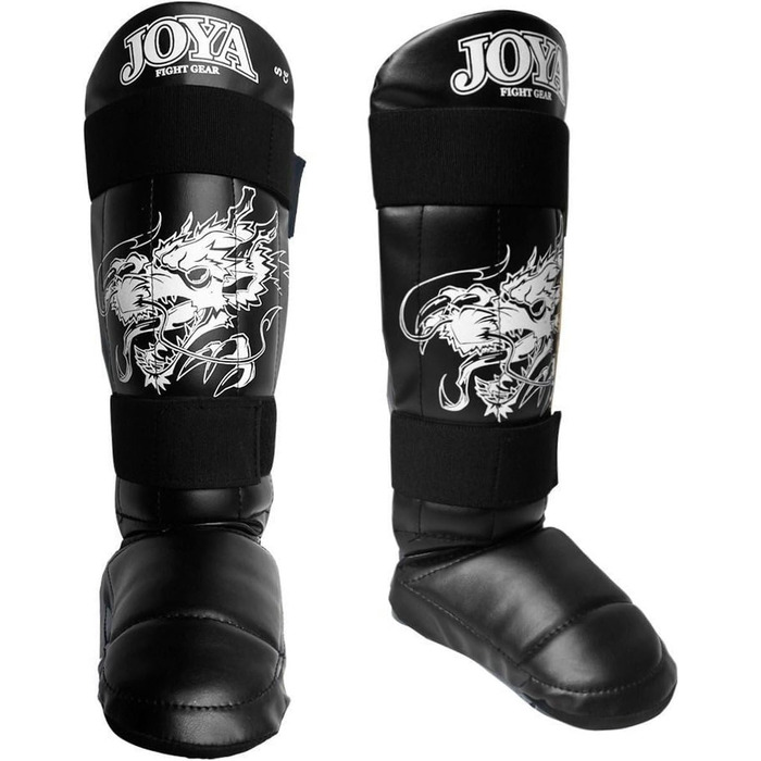 Захист гомілки JOYA для кікбоксингу Дракон, білий, XS, штучна шкіра, для муай-тай та єдиноборств