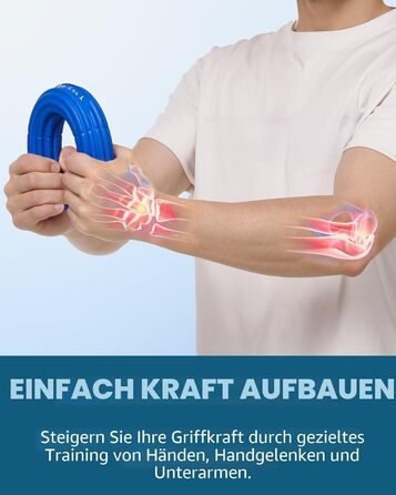 Fitense Flex Therapie Bar Kit: Набір для реабілітації та зміцнення кистей рук (блакитний, чорний, жовтий, сірий)