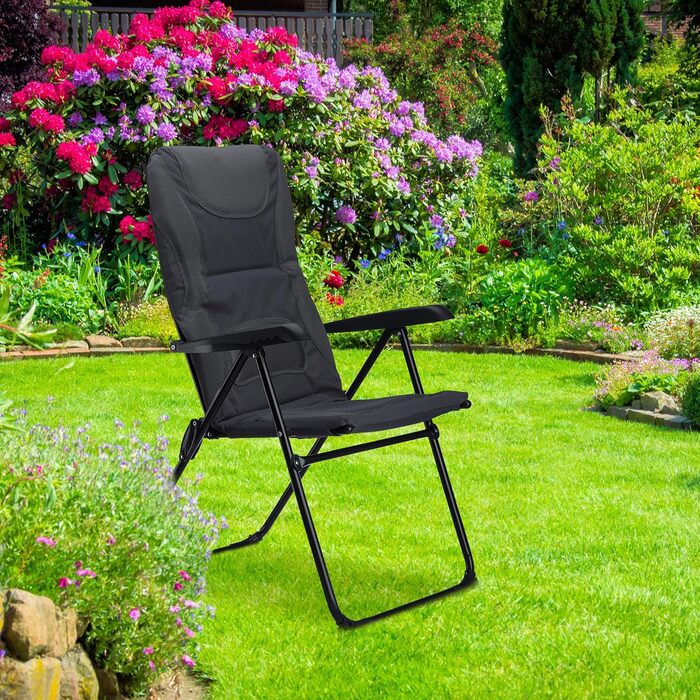 Крісло для кемпінгу Relaxdays Comfort, регульоване, сіре, для риболовлі, складна конструкція