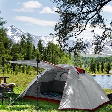 Намет Forceatt для кемпінгу 2-4 особи, 3-4 сезон, водонепроникний, ультралегкий, куполоподібний, для трекінгу, фестивалів, білого та червоного кольору