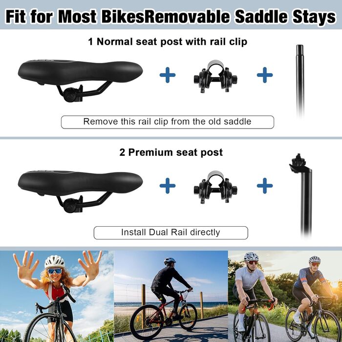 Велосипедне сідло ENJOHOS: водонепроникне, PU, для MTB, Trekking, Tour, шосе, чорний колір