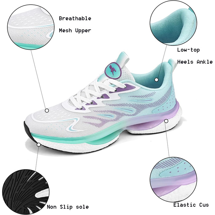 Спортивне взуття для жінок та чоловіків: кросівки для бігу, фітнесу, прогулянок та активного відпочинку. Розміри 35-45 EU (44 EU, блакитний, зелений, білий)