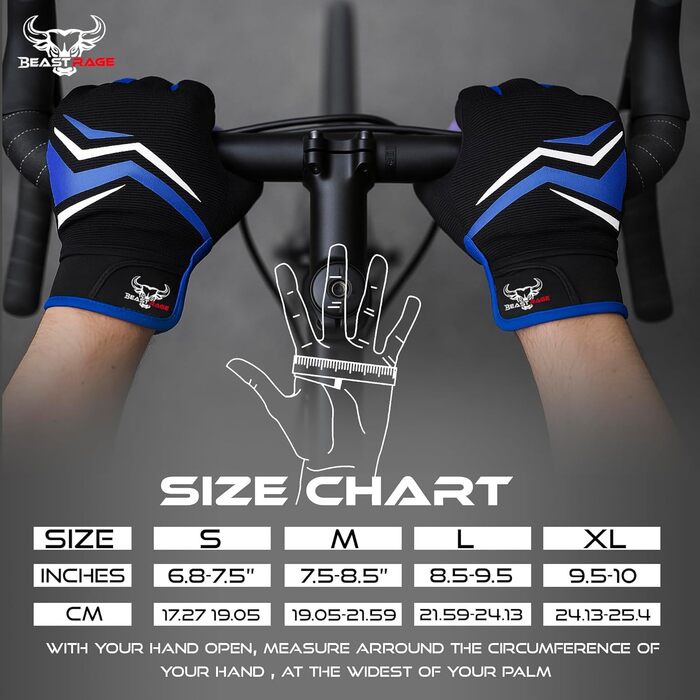 Велосипедні рукавички BEAST RAGE Vofinger для їзди по горах, BMX, MTB, шосе, чоловічі та жіночі, сині