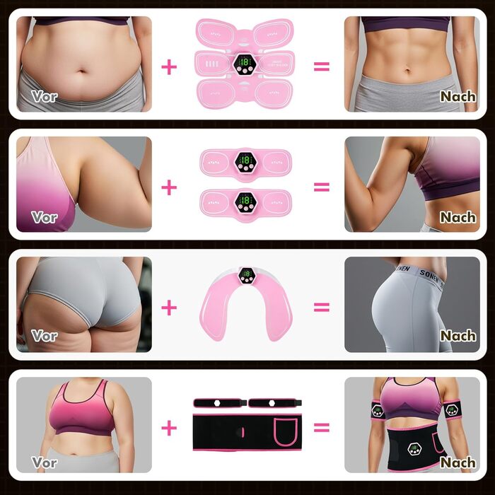 Електричний тренажер EMS для пресу та всього тіла, 6 режимів, 19 інтенсивностей