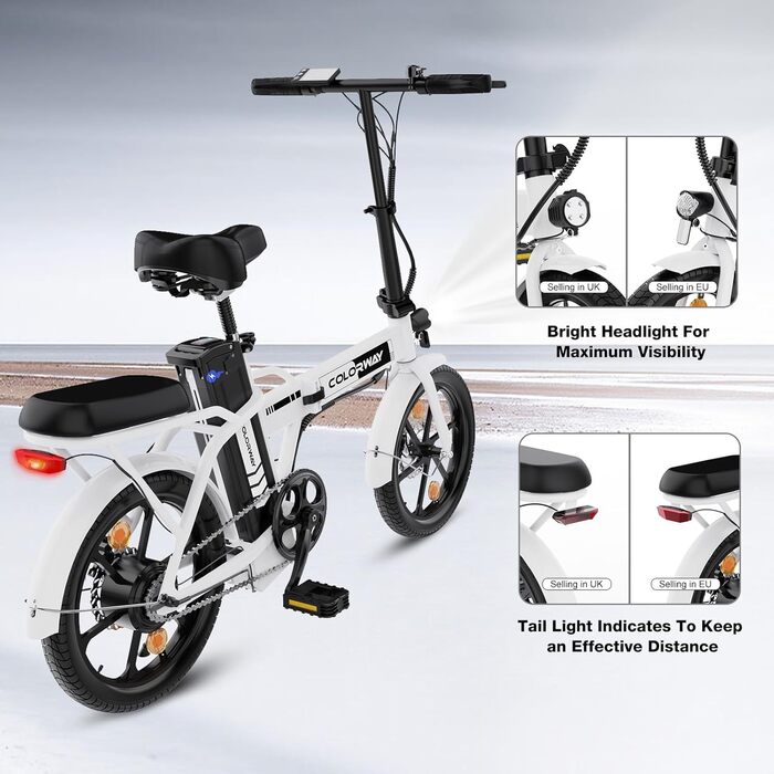 Складаний електровелосипед COLORWAY BK5 16”x2,125”, міський eBike з педальною підтримкою, 2 режими, акумулятор 36В 8,4А·год, мотор 250Вт, для дорослих, унісекс