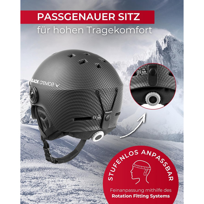 Шолом гірськолижний BLACK CREVICE Gstaad з візором (стиль пілота) | Полікарбонат | Дихаючий | 54-57 см | Чорний/Помаранчевий