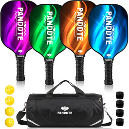 Набір ракет для піклболу з графітовим покриттям, 4 запасні ручки та сумка. Підходить для початківців та професіоналів.