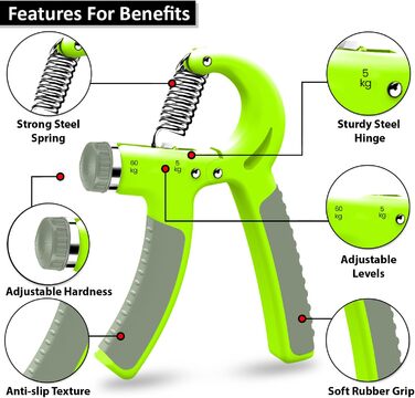 Тренування хватки рук - регульований навантаження 5-60кг, для зміцнення рук, зап'ястя та покращення хватки. Реабілітатор для рук, з електронною книгою. (Червоний & Чорний)