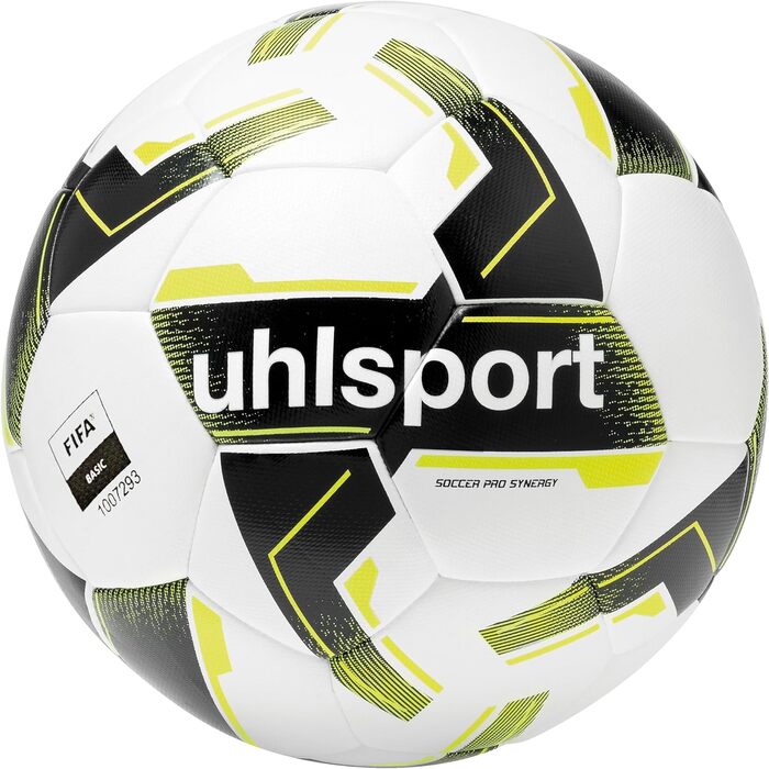 Футбольний м'яч Uhlsport Soccer Pro Synergy G1 для дітей і дорослих, ігровий та тренувальний, FIFA Basic, білий/чорний/жовтий