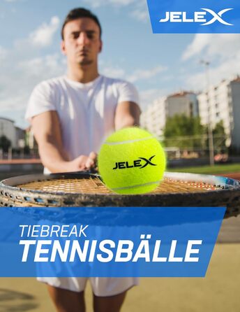 Тенісні м'ячі JELEX Tiebreak, 24 шт, жовті, без тиску, фетрове покриття, 6,37 см, у комплекті з сумкою для зберігання