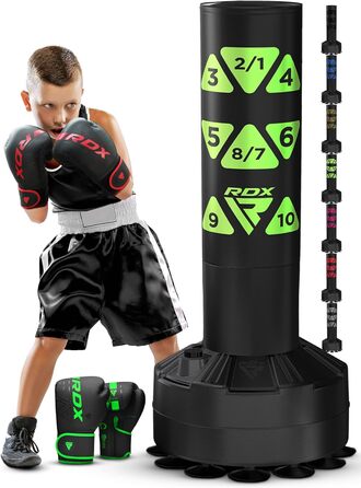 Дитяча стійка боксерська груша RDX 4ft із рукавичками, для боксу, MMA, кікбоксингу, тайського боксу, із присоскою, зелена
