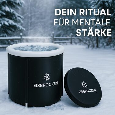 Мобільна крижана ванна Eisbrocken 80 см, чорна, ізоляція 7 шарів, з кришкою для спорту та відновлення, для льодових ванн після тренування, покращує кровообіг та розслаблення м'язів