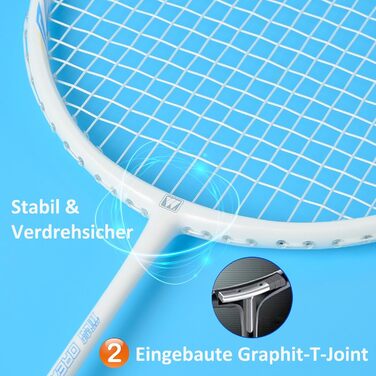 Набір для бадмінтону WHiZZ Carbon: ракетка з графіту, волани, намотки, сумка (синій)