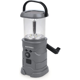 Сонячна лампа EASYmaxx з радіо | Радіо та ліхтар для надзвичайних ситуацій з ручним приводом | LED ліхтарик ідеально підходить для відпочинку на природі, кемпінгу та виживання | Повторно заряджається за допомогою сонячної енергії, ручного приводу та USB [Сірий]