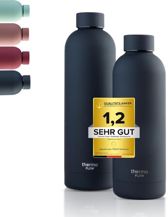 Термос-пляшка Thermo Flow з нержавіючої сталі 500 мл, чорна – BPA-free, ізольована, для води та газованих напоїв, не протікає, для дітей, школи та активного відпочинку