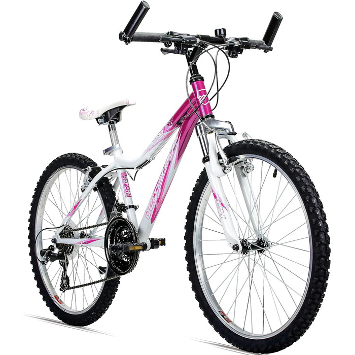 Дитячий велосипед Bergsteiger Verona 24 дюйми, 18 швидкостей Shimano, амортизаційна вилка, для дівчаток 8-11 років, гірський, рожевий