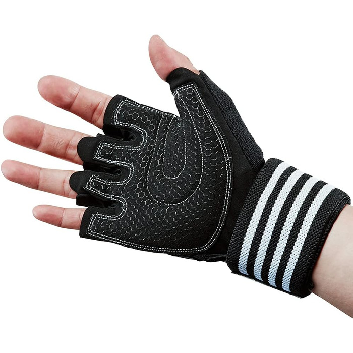 Фитнес рукавички для тренувань з підтримкою зап'ястя, чорні, розмір M. Рукавички для занять у спортзалі, велоспорту та тренувань.