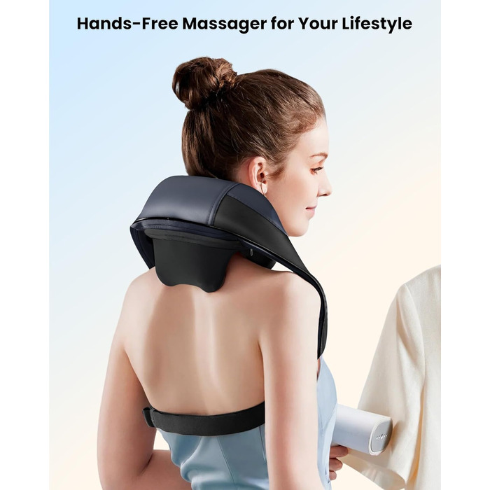 Масажер для шиї та плечей Comfier 2026 з графеновим підігрівом, 4D Shiatsu, бездротовий, для глибокого масажу шиї, плечей та спини, подарунок для жінок та чоловіків, темно-синій