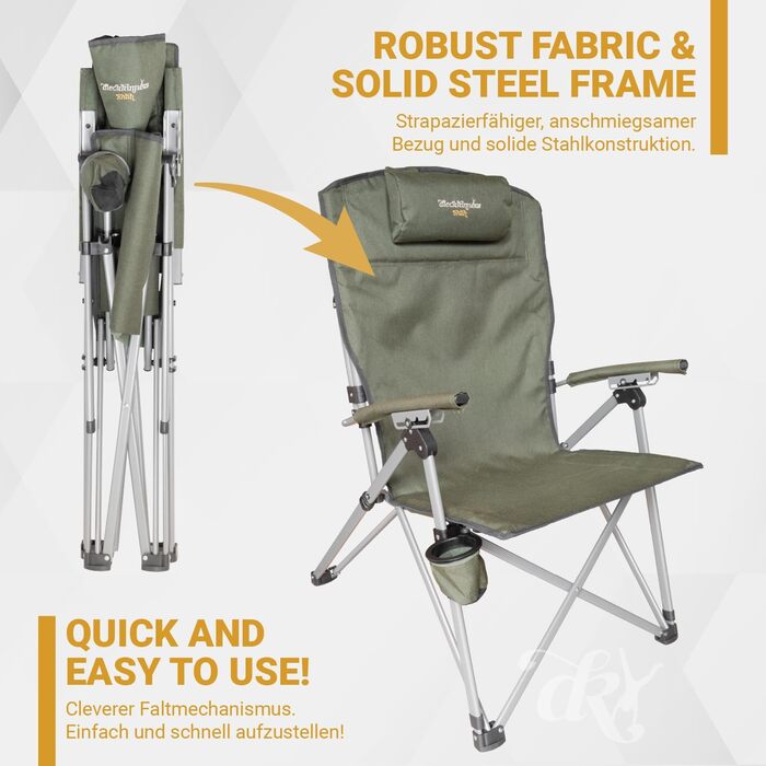 Дитячий складаний стілець Dieckkiners Ehlin для балкону, саду та тераси, сталевий каркас, зелений