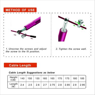 Стрибкова скакалка Speed Jump Rope з поворотним підшипником 360°, регульоване сталеве тросик, алюмінієва ручка з антиковзаючим покриттям – для фітнесу, боксу, спортивних вправ, підходить для дітей та дорослих, фіолетовий