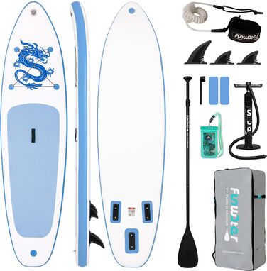 SUP дошка FunWater 320 см надувна, блакитна: з веслом, насосом, рюкзаком, лішем та плавниками – для початківців та досвідчених