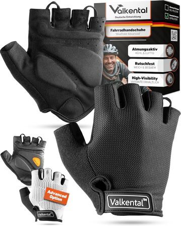 Велосипедні рукавички Valkental® Essential: м'які, дихаючі, безпальцеві | MTB, шосе, трекінг | Чорні, XL