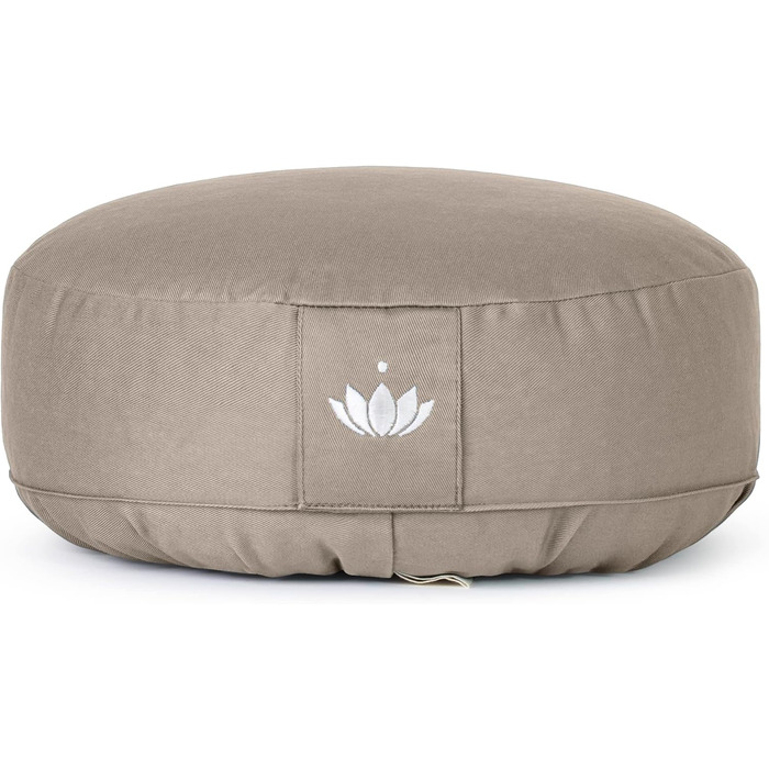 Медитаційний подушок Lotuscrafts® з низькою посадкою 10 см, з дрібнозернистою начинкою, кругла подушка для йоги, підлогова подушка, подушка для медитації, знімний чохол, сертифікат GOTS (світло-бежевий)