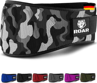 Пояс для важкої атлетики Roar® камуфляжний, розмір M, для чоловіків та жінок – для пауерліфтингу, кросфіту, станова тяга, фітнес, преміум-якість