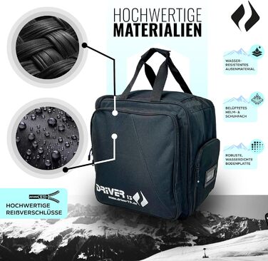 Рюкзак для лижних черевиків Driver13 з відділенням для шолома. Підходить для лиж, сноуборду, роликів та чоботів. Оригінальний рюкзак з 2007 року, чорний.