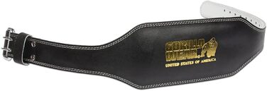 Пояс Gorilla Wear 6 дюймів з повним шкіряним наповнювачем - чорний/золотий - для бодібілдингу, пауерліфтингу, тренувань у залі - стабілізація та підтримка з логотипами, шкіряний, L-XL