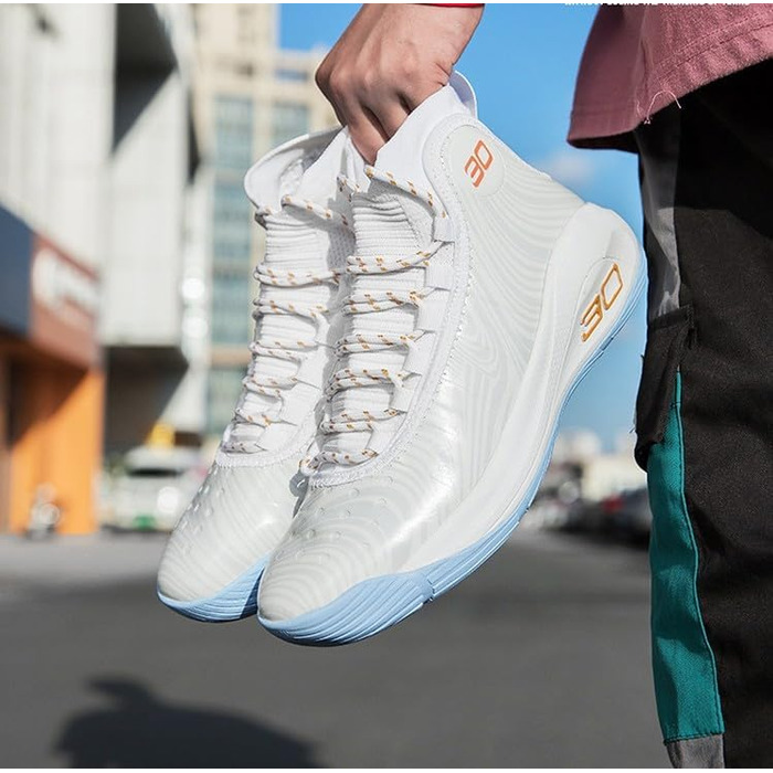 Чоловічі баскетбольні кросівки, високі, дихаючі, з антиковзаючою підошвою, для тренувань у залі та на вулиці, білі, 40 EU