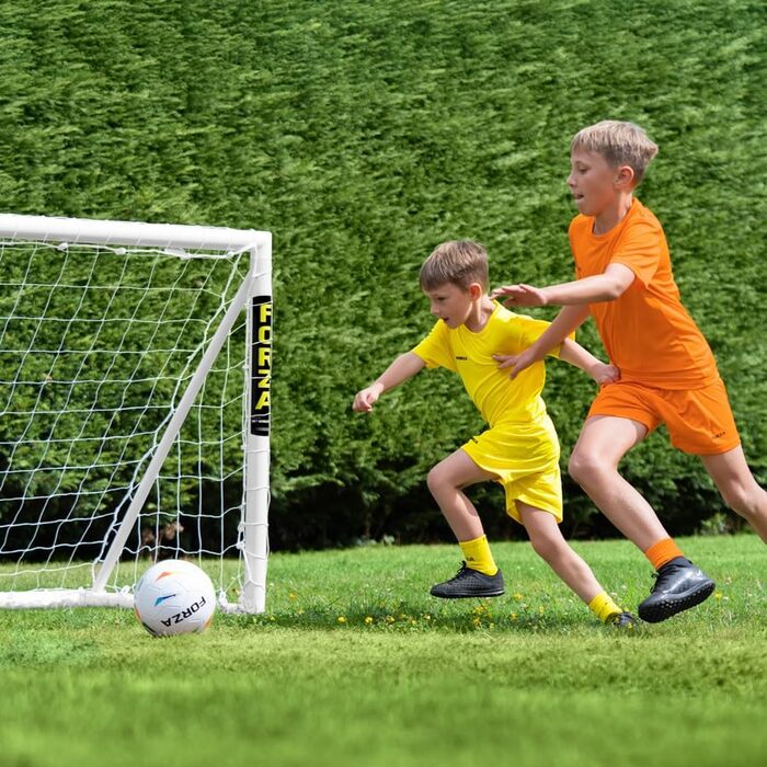 Ворота для футболу FORZA 1,8м x 1,2м | УФ-стійкі ворота з PVC для дітей та дорослих | Міцні ворота для тренувань та саду | Опції: цільова сітка, м'яч, сумка для перенесення