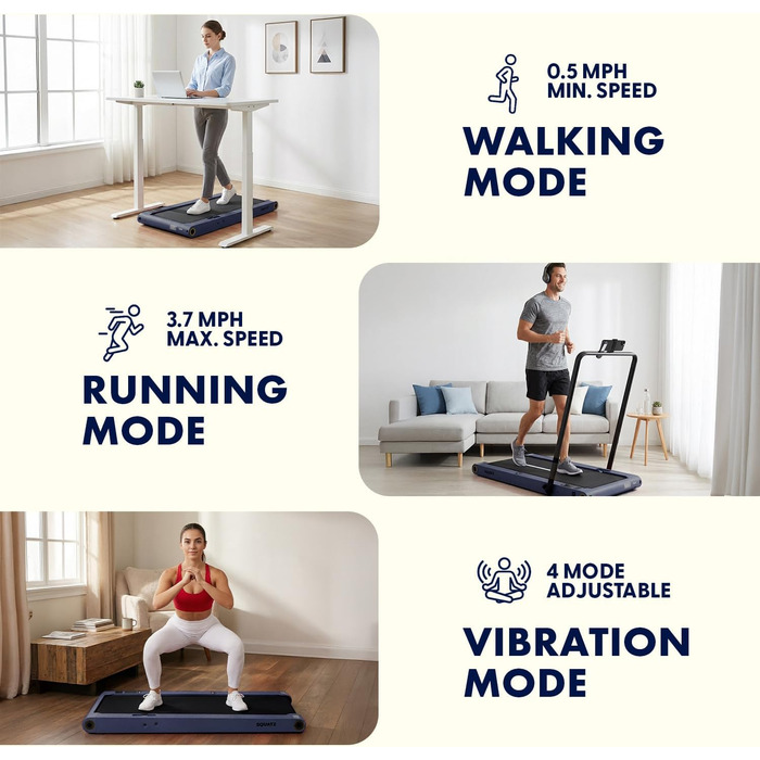 Бігова доріжка Squatz 2-in-1 Walking Pad для ходьби та бігу, синя