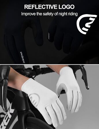 Велосипедні рукавички Inbike C701 M білі: теплі, вітронепроникні, дихаючі, з підтримкою сенсорного екрану та світловідбиваючими елементами для чоловіків та жінок