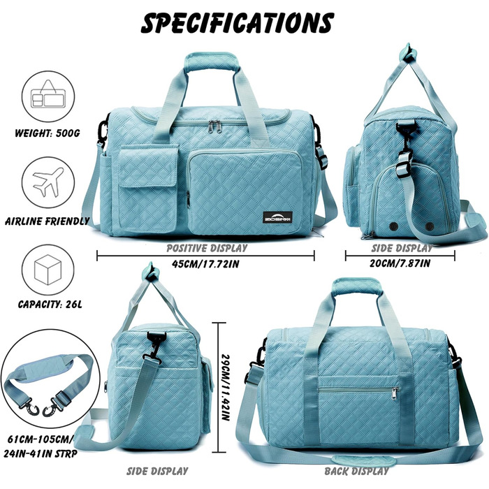 Спортивна сумка для жінок та чоловіків з відділенням для взуття та мокрих речей, водонепроникна сумка для подорожей, йоги, плавання та залу (Колір: Teal)