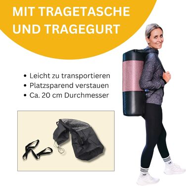 Килимок для фітнесу Muawo Premium: йога, гімнастика | Антиковзаючий, товстий, 190 x 60 x 1,5 см (Рожевий)