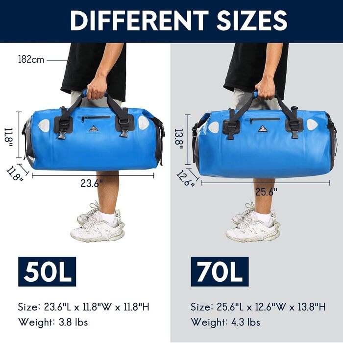 Водонепроникний рюкзак Dry Bag 50L | Сумка-мішок для подорожей, кемпінгу, SUP, каякінгу, блакитний