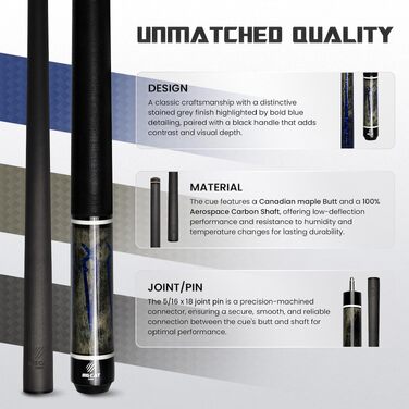 Більярдний кий Big Cat Carbon Gold Series з карбоновим шафтом Pro Taper, накінечниками 11.8 мм та 12.4 мм, обмотка з ірландського льону, 20oz, GLD-4