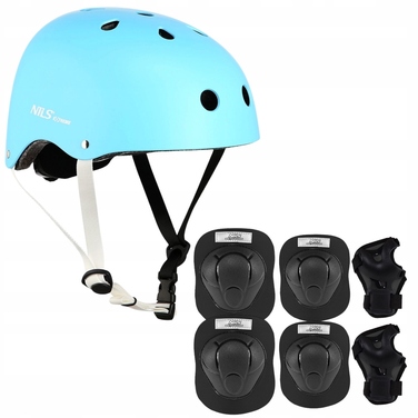 Дитячий велосипедний шолом з регулюванням + комплект захисту для скейту, розмір M