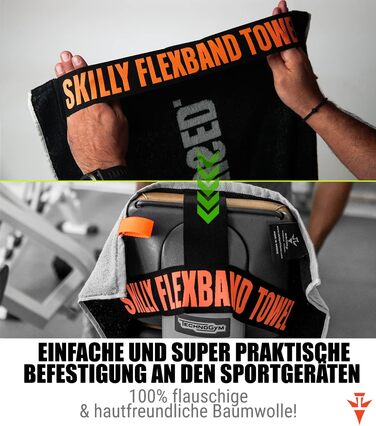 Спортивне рушник Skilly FBT120, 120x50 см, Shadow Black - з антиковзким покриттям, бавовна, сертифікат Öko-Tex