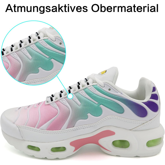 Унісекс кросівки для жінок та чоловіків, амортизація, спортивне взуття, легкі бігові кросівки (36 EU, Multicolor White)