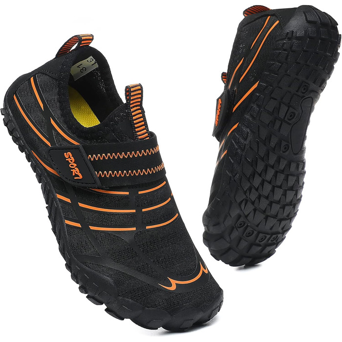 Дитячі шльопанці Hanani для плавання та відпочинку на пляжі: легкі, швидковисихаючі, чорно-помаранчеві (33 EU)