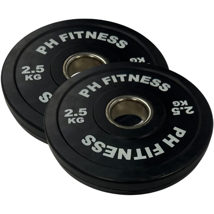 Олімпійські гумові диски PH Fitness 50 мм, чорні – комплект для штанги, для залу та дому, для важкої атлетики та силових тренувань