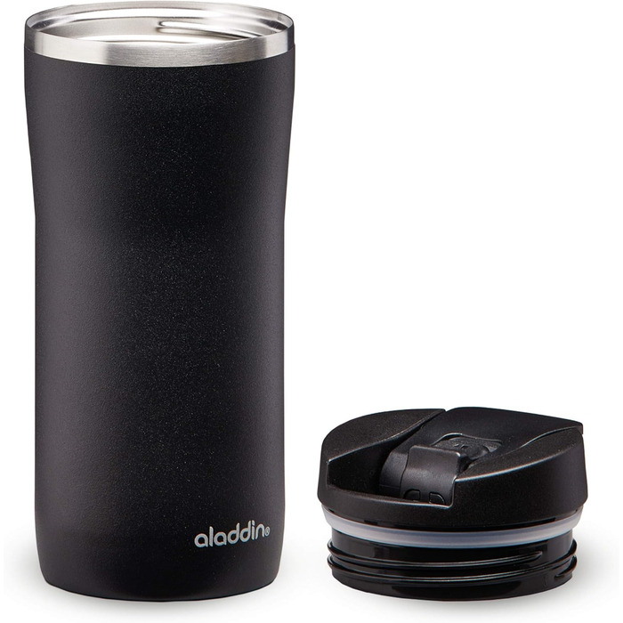 Термокружка Aladdin Barista Mocca Thermavac 0.35 л, нержавіюча сталь, чорна, ізоляційна, герметична, для кави, BPA-free, для подорожей, збереження тепла 3 години, можна мити в посудомийній машині