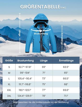 Зимова куртка Rdruko для чоловіків: тепла флісова підкладка, водонепроникна функціональна куртка для сноуборду, туризму та активного відпочинку (біла, XXL, синій)