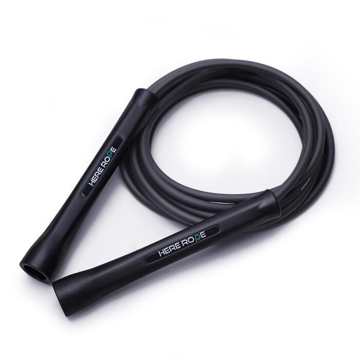 Спортивний скакалка Hererope PVC 6мм для фітнесу, боксу та кардіотренувань, 3.1 м, нерозривні ручки, чорна